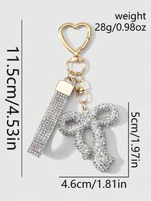 ROMWE Kawaii 1 Ins Sweet And Versatile Multi-Color Shiny Soft Ceramic Rhinestone Colorful Bow Nylon Wristband DIY Love Keychain Bag Pendant Pendant, Holiday Gift - Multicolor-9 - View 16
