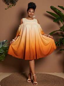 Maweii Summer Off-Shoulder Round Neck Cartoon Floral Casual Vacation Dress - Multicolor - View 5