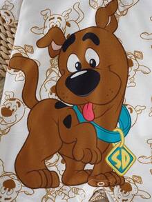SCOOBY-DOO X SHEIN 男婴卡通印花短袖Polo领连体衣 - 棕色 - 查看 5