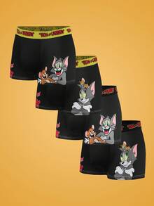 Notgurli TOM & JERRY X SHEIN 4pcs/Pack Men's Colorful Polka Dot Boxer Briefs Summer - Multicolor - View 1