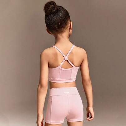 女の子用 ノースリーブ ショーツ スポーツウェアセット、ファッショナブルでカジュアルなスポーツウェア、アウトドアでの長距離移動に適しています