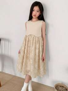 DAZY 女童圓領無袖洋裝，青少年女孩秋季夏季服飾 - 黃色 - 查看 5