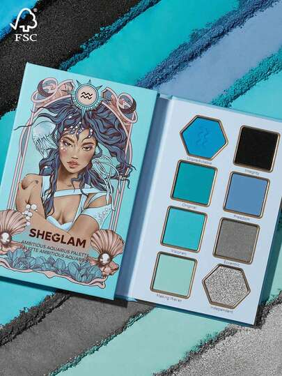 SHEGLAM Ambitious Aquarius Palette 8 色閃光金屬霧面眼影盤銀藍色高光澤高顏料持久可混合奶油眼影紫色眼影 品牌 美容 化妝 化妝品 適合女性與女孩 完美搭配夏季春季 Y2K 時尚 流行 生日 母親節禮物 假期 派對準備就緒 最佳顏色