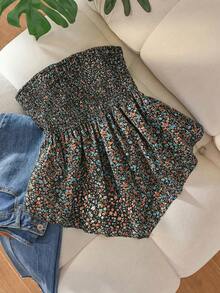 SHEIN Frenchy 夏季大码不对称无肩带黑色女式衬衫 - 彩色 - 查看 1