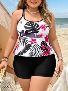 Swim Lushoire 2026 New Summer Vacation Floral Palm Tree Layered Comfortable Minimalist Stylish Plus Size Backless Bikini Top Gym - Multicolor - View 5