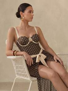Anewsta 26SS Spring/Summer Beach Vacation High-End Elegant Shell Cup Polka Dot Metal Shell Matching Skirt 2 Pieces Swimsuit 2026 New Women's Swimwear ArrivalFor School,Suitable For Holiday, Date, Afternoon Tea, Western, Cruise, Beach, Island, Road Trip, All Seasons, Music Festival, Boho Vacation,Bohemian Vacation, Chill Autumn ,Western Boho ,Elegant Tops For Women Bathing Suits For Women Polka Dot Women's Swimming Costume Polka Dot Bathing Suit Women's Swimsuit Polka Dot Swimwear Brown Polka Dot Bathing Suit Swimsuits For Woman Polka Dot Brown Polka Dot Swimsuit One Piece Swimsuit Pin Up Outfit One Price Bathing Suits For Women Corset Outfits For Women - Multicolor - View 6