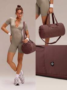 GLOWMODE Bolsa de deporte con cremallera de gran capacidad máxima de 16L, doble correa, para uso diario, activo y casual, primavera-verano - Jujube - Ver 7