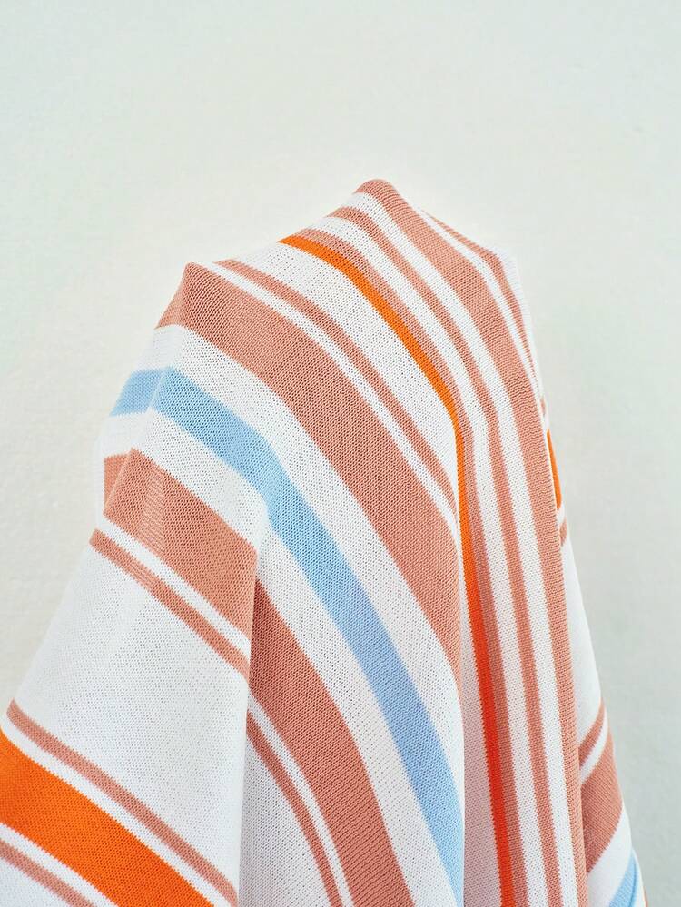 STRIPED KNIT ASYMMETRICAL SHOULDER TOP, SPRING/SUMMER