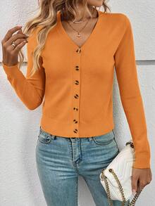 SHEIN Frenchy Áo len nhẹ nữ - trái cam - Xem 3