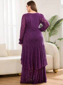 SHEIN Clasi Đầm dài dáng suông họa tiết hoa, gấu xếp ly, eo cao, co giãn, tôn dáng dành cho nữ cỡ lớn, đầm mùa thu, đầm xếp ly, đầm hoa. - Nhiều màu - Xem 2