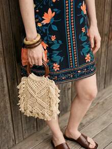 CAJUNI Tropical Vacation Cute Romantic Flowers Mini Dress. - Multicolor - View 4