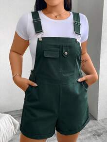 Flirla Quần short yếm nữ size lớn màu trơn có túi, phong cách casual đa năng mặc hàng ngày - Nhiều màu - Xem 3