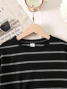 SHEIN Tween Girl T-Shirt Co-Ords Girl Mom Black And White Checkered Summer Casual For Tween Girl - Grey - View 7