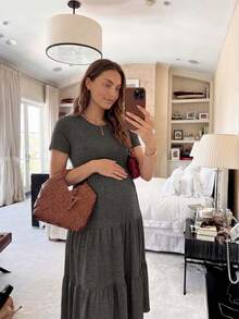 SHEIN 孕婦休閒短袖圓領洋裝 - 深灰色 - 查看 13