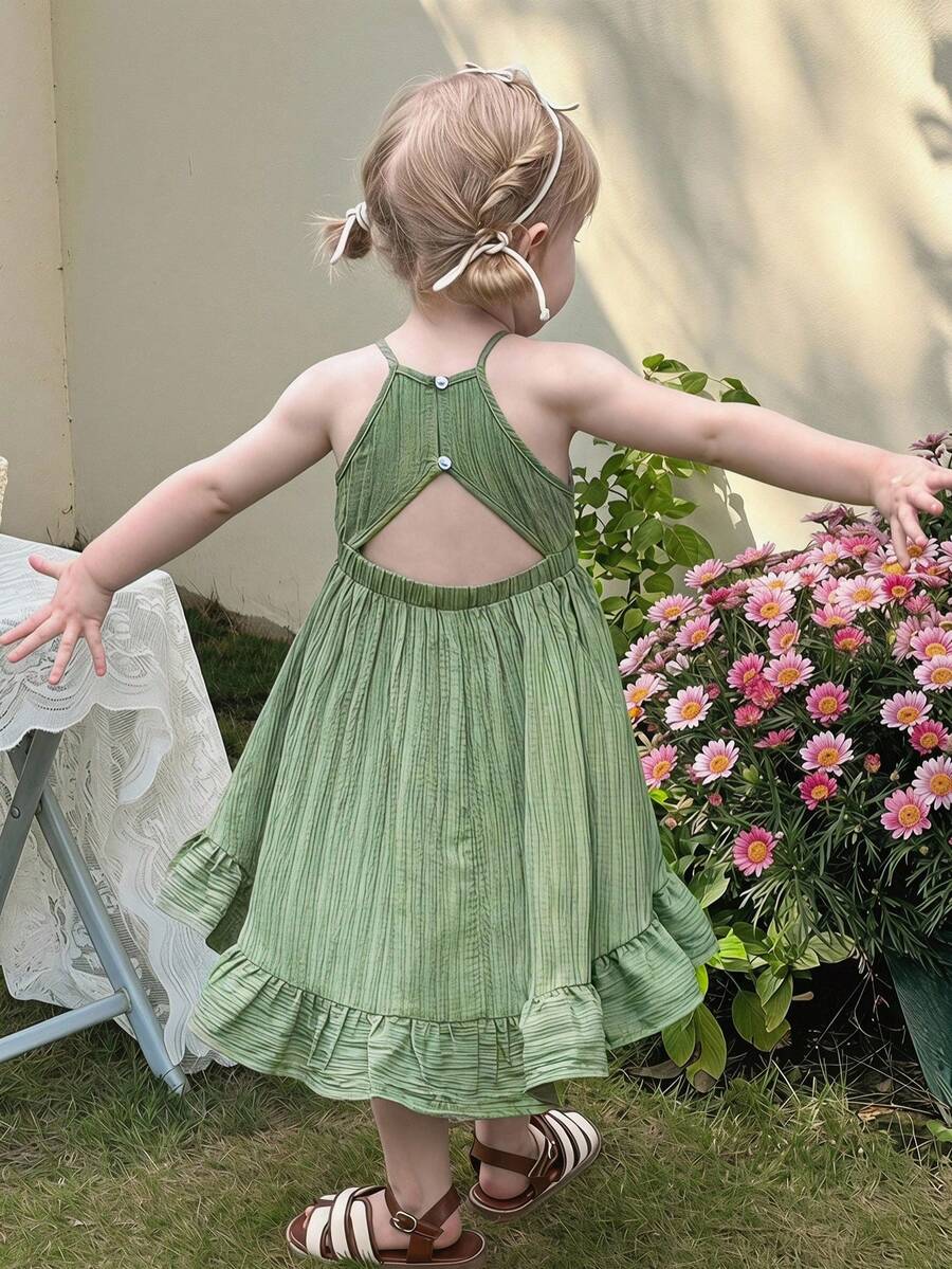 SHEIN 女婴优雅可爱碎花无袖连衣裙,适合夏季度假 - 彩色 - 查看 1
