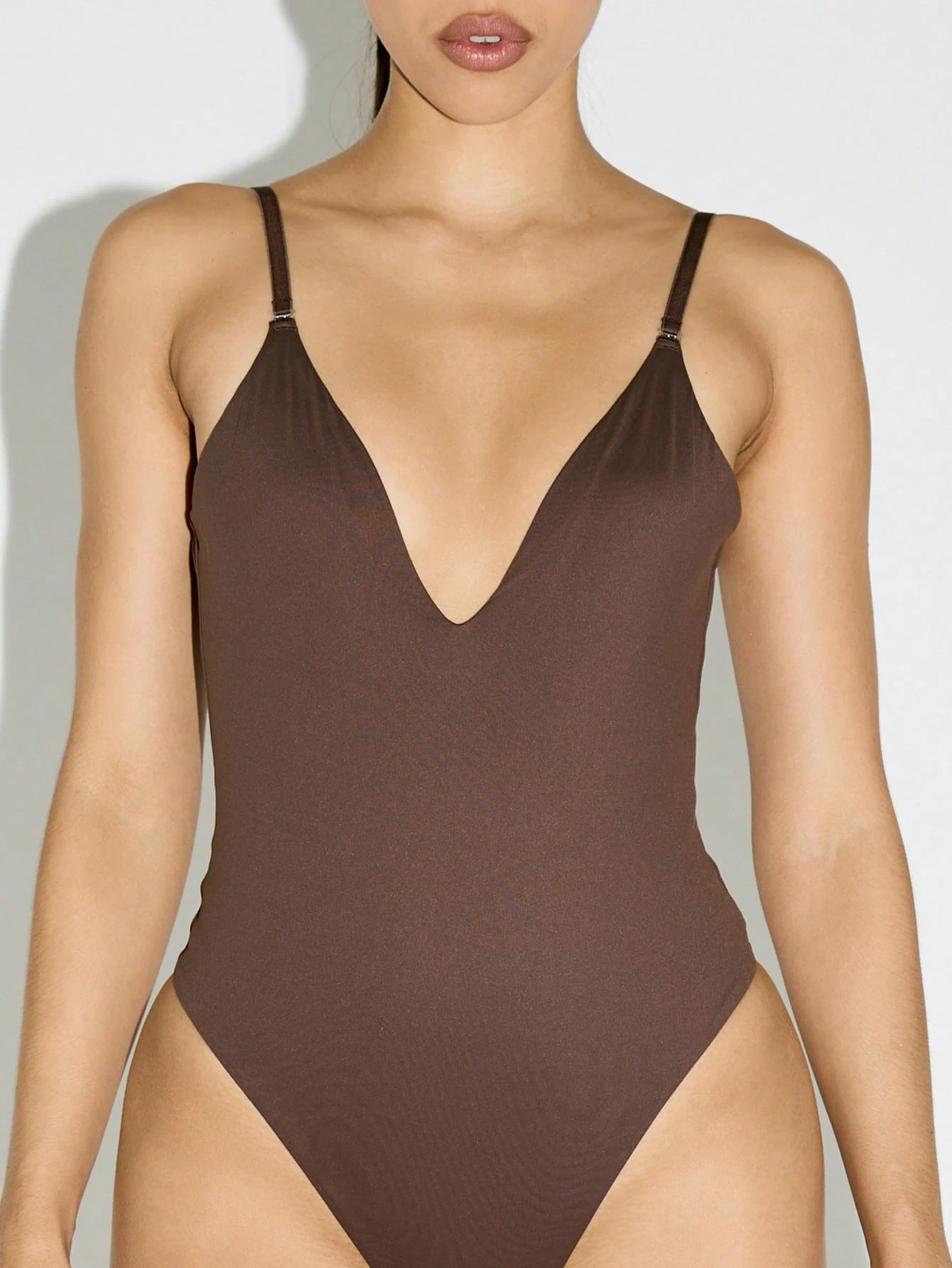 Deep V Neck Bodysuit With Adjustable Straps