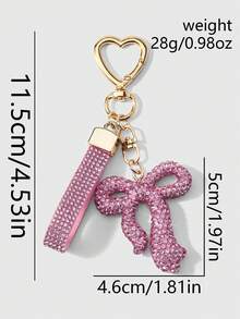 ROMWE Kawaii 1 Ins Sweet And Versatile Multi-Color Shiny Soft Ceramic Rhinestone Colorful Bow Nylon Wristband DIY Love Keychain Bag Pendant Pendant, Holiday Gift - Multicolor-9 - View 3