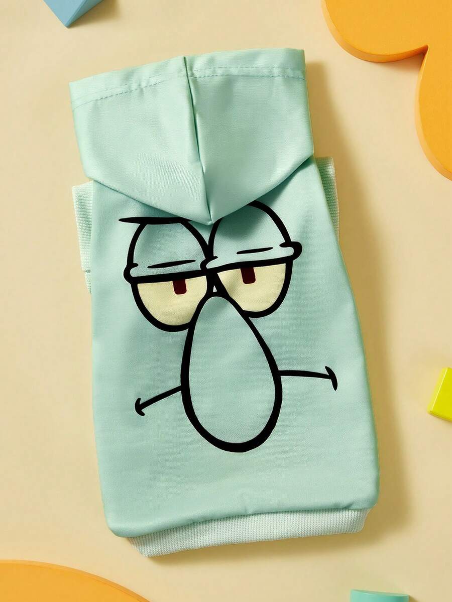 SpongeBob SquarePants | SHEIN 1 Piece Of Cartoon Pattern Printed Pet Vest, Cat Clothes, Dog Clothes, Size XXS-XXXXL, Extra Small, Extra Large, Squidward. - Mint Green - View 1