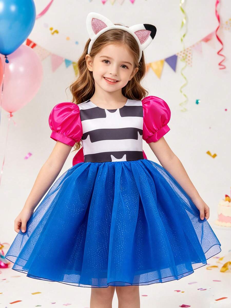 MINKOJA 女孩万圣节嘉年华角色扮演服装+头饰两件套 儿童生日派对盛装打扮礼物