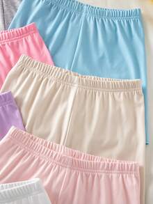 [2pcs Random] Summer Knit Girls Casual Solid Color Leggings,2pcs Combination Multi-Piece Set Back-To-School Holiday Underweaar Leggings - Multicolor - View 3