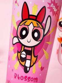 THE POWERPUFF GIRLS X SHEIN 500ml /16 Oz  Vacuum Insulated Stainless Steel , 1 Leak-Proof Lid, Suitable For Hot Drinks / Cold Drinks, Suitable For Most Cup Holders - Pink - View 9