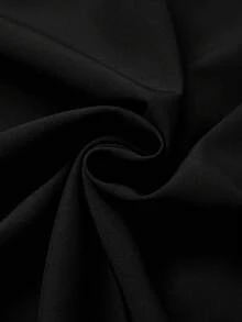 GlowEve CURVE Plus Size Faux Pearl Decor Round Neck Solid Color Elegant Short Sleeve Blouse - Black - View 7