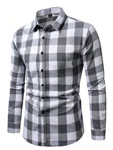 Manfinity Homme Camisa casual de manga larga con botones delanteros para hombre, primavera/verano - Multicolor - Ver 3