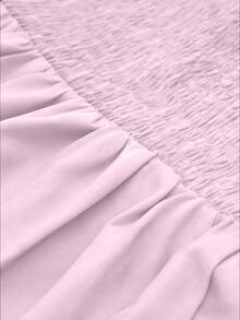 Viva Relle Plus Size Women Summer Solid Color Ruched Waist A-Line Camisole Dress - Baby Pink - View 6