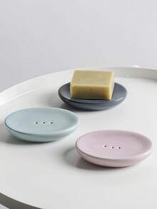 Haus Hana 1Pc Minimalist Ceramic Soap Dish, Made Of Smooth Ceramic With Solid Color Finish, Features Drain Holes To Keep Soap Dry, Prevents Water Buildup, Ideal For Bathroom, Kitchen, Hotel And Daily Home Use. - multicolor - View 9