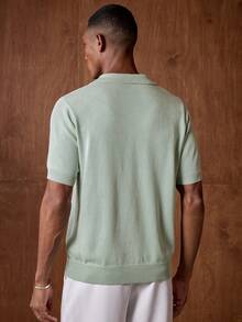 AKNOTIC Men's Casual Summer Vacation & Commute Solid Color Short Sleeve Knit Top, Father's Day Gifts - Mint Green - View 7