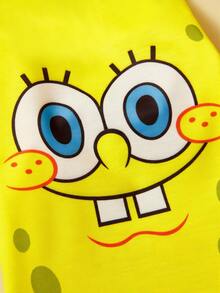 SpongeBob SquarePants | SHEIN 1 件卡通图案印花宠物连帽衫，猫咪衣服，狗狗衣服，尺码 XXS-XXXXL，特小号，特大号，海绵面料。 - 黃色 - 查看 3