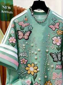 Resyla Floral Print Round Neck Short Sleeve T-Shirt, Summer - Multicolor - View 3