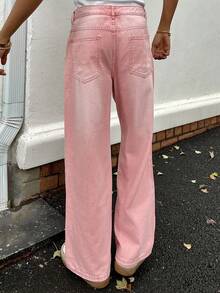 Ngobest Haus Ngobest Haus Herren Jeans mit weitem Bein und Reißverschluss Detail im Pink Denim-Stil für den Street Casual-Stil, Pink Jeans für Herren, Baggy-Jeans, Y2k-Harajuku-Hose - Pink - Übersicht 4