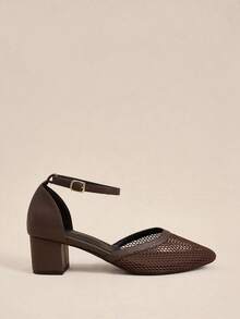 Rosivie Women Spring And Summer New Models, Small Square Toe Design Pumps, Comfortable And Simple Vacation, Women's Thick Heels, Essential For Commuting, Casual And Versatile - Coffee Brown - View 3