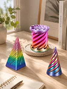 3D Printed Impossible Pyramid Shuttle Sculpture, Conical Decompression Toy, Impossible Cylinder Anxiety Relief Toy, Magical Impossible Shuttle Tabletop Decoration Toy - Multicolor - View 6