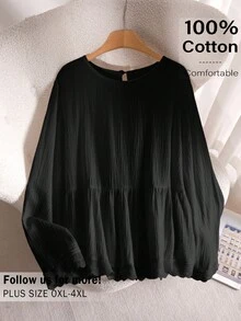 CosyJoli Plus Size Women Lace Trim Blouse, White Casual Top, Spring/Summer - Black - View 2