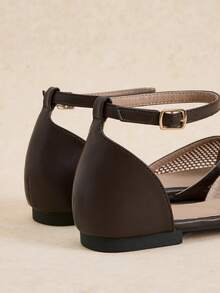 Rosivie Women Flats Spring And Summer New Models, Square Toe Design, Comfortable And Simple Vacation, Women's Flat Bottom, Essential For Commuting, Casual And Versatile Fall Shoes - Coffee Brown - View 10