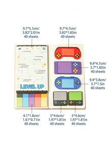 Joivida 1 pieza de notas adhesivas asimétricas con diseño de dibujos animados, bloc de notas con forma de consola de juegos, tira de notas linda, adhesivo fuerte, desprendible y pegable, papelería de moda para estudiantes y oficina - Multicolor - Ver 4