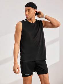 Driftmere 2026 New Men's 2 Pieces Sportswear Set, Essential Spring/Summer Fitness Gear, Includes Matching Shorts And Tank Top, Boyfriend Style Quick-Dry Activewear, Suitable For Workout,Daily Casual Vest,Sports Vest,Gym Vest Father's Day – A Fathers Day Gift Guide - Black - View 9