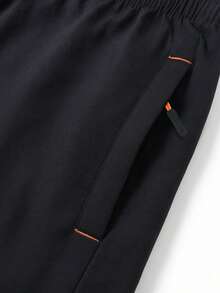 Manfinity Homme Pantalones cortos casuales y versátiles con cordón en la cintura para hombres - Negro - Ver 5