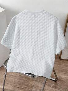 Manfinity Joysei Men's Simple Solid Color Textured Crew Neck Short Sleeve T-Shirt, Summer, Holiday - White - View 2