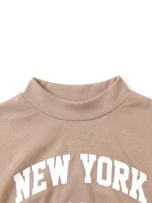 SHEIN 少女字母印花圓領套頭短袖上衣與長褲套裝 - 彩色 - 查看 5