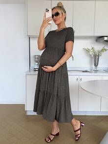SHEIN 孕婦休閒短袖圓領洋裝 - 深灰色 - 查看 7