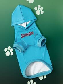 SCOOBY-DOO X SHEIN 1件可爱卡通图案印花宠物连帽卫衣，猫咪衣服，狗狗衣服，尺码 XXS-XXXXL，冒险 - 薄荷綠 - 查看 4