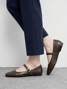 CUCCOO BIZCHIC Zapatos planos de unicolor, cómodos y de moda, adecuados para el uso diario en primavera - Marrón - Ver 4