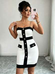 Selianne Women's Colorblock Casual Party Strappy Dress - White - View 7
