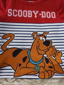 SCOOBY-DOO X SHEIN 男婴夏季休闲时尚街头日常通勤卡通条纹撞色印花短袖T恤和短裤套装 - 彩色 - 查看 5