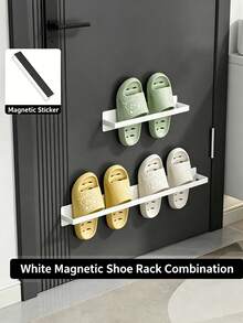 Magnetic Suspended Shoe Rack Made Of Carbon Steel Material, No Drilling Required, Wall Mounted Shoe Rack, Entrance Slipper Rack, Storage Rack, Towel Rack, Shoe Storage, Slipper Sorting Rack, Magnetic Shoe Rack, Saves Space, Simple Dustproof, Sturdy And Durable, Fashionable And Beautiful, Easy To Assemble And Disassemble, Portable And Easy To Use, Suitable For Living Rooms, Bedrooms, Bathrooms, Entrances, Offices, Homes, Multi-Layer Storage, Holiday Gifts, Christmas Gifts, Ramadan Gifts. - Multicolor - View 4