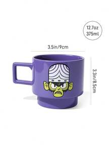 THE POWERPUFF GIRLS X SHEIN 1 12.68oz/375ml 可堆疊卡通印花馬克杯，耐冷耐熱，可用於微波爐和洗碗機，適用於水、牛奶、果汁、咖啡、Blossom、Bubbles、Buttercup、Mojo - 紫色 - 查看 9