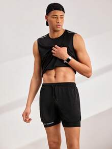 Driftmere 2026 New Men's 2 Pieces Sportswear Set, Essential Spring/Summer Fitness Gear, Includes Matching Shorts And Tank Top, Boyfriend Style Quick-Dry Activewear, Suitable For Workout,Daily Casual Vest,Sports Vest,Gym Vest Father's Day – A Fathers Day Gift Guide - Black - View 7